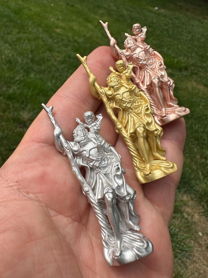 HarlemBling St Christopher Real 925 Silver / 14k Yellow Rose Gold Heavy 3D Pendant Necklace