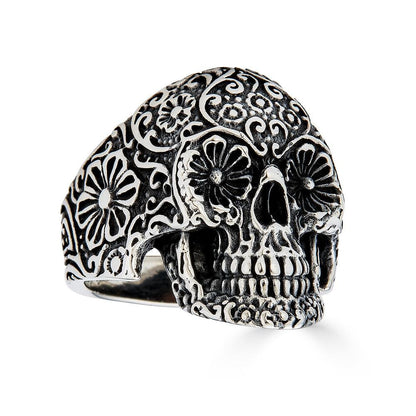 HarlemBling Sugar Skull Ring - 925 Silver Oxidized - Plain