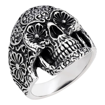 HarlemBling Sugar Skull Ring - 925 Silver Oxidized - Plain