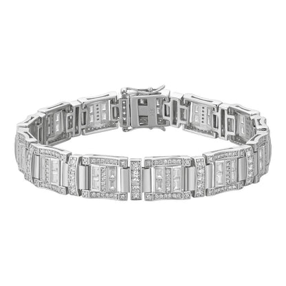 HarlemBling Sunny Florida Bracelet Baguette Iced Out CZ Stones - 925 Silver - 11.5mm - 7"-8.5"