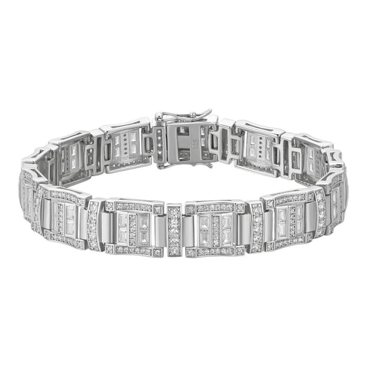 HarlemBling Sunny Florida Bracelet Baguette Iced Out CZ Stones - 925 Silver - 11.5mm - 7"-8.5"