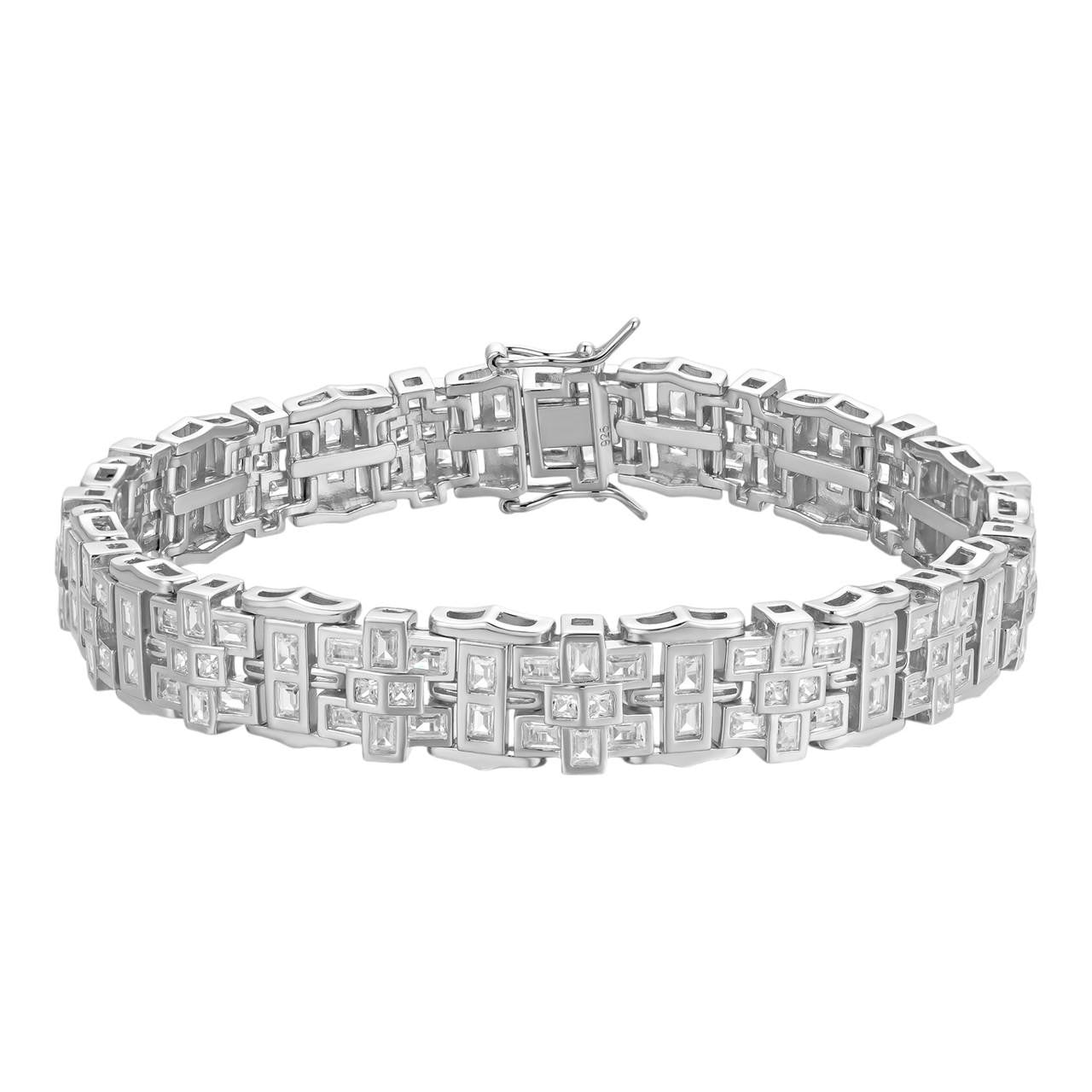 HarlemBling Supreme Ice Bracelet Baguette Iced Out CZ Stones - 925 Silver - 11.5mm - 7"-8.5"