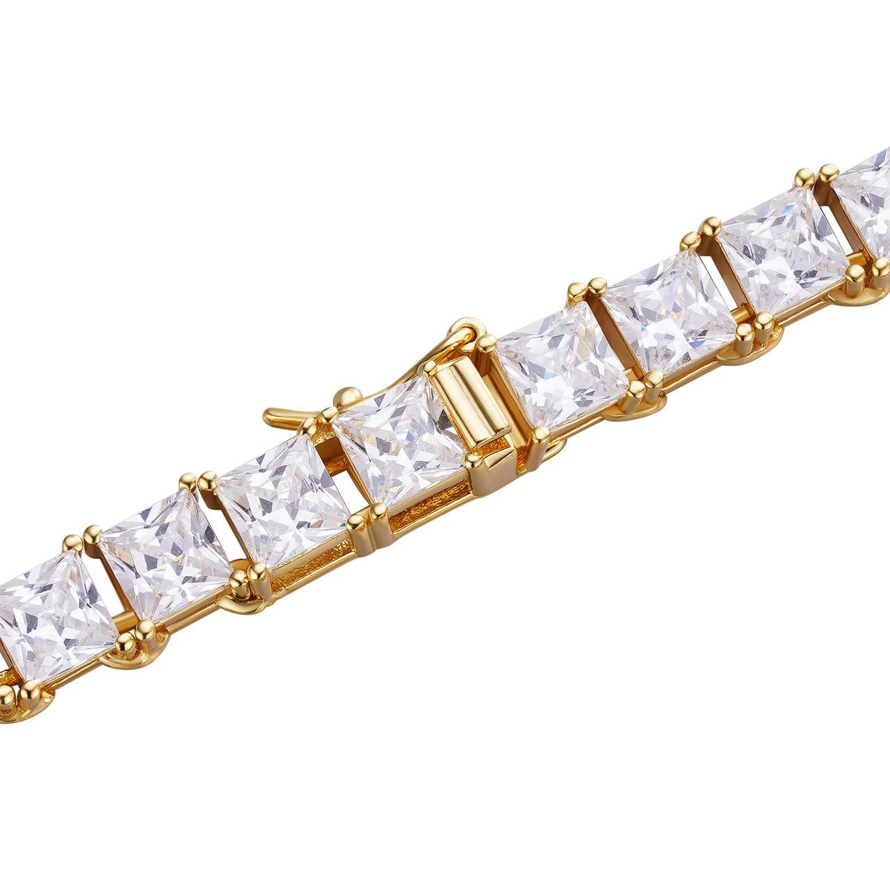 HarlemBling Tennis Bracelet Real 925 Sterling Silver Single Row Princess Square Iced Diamond