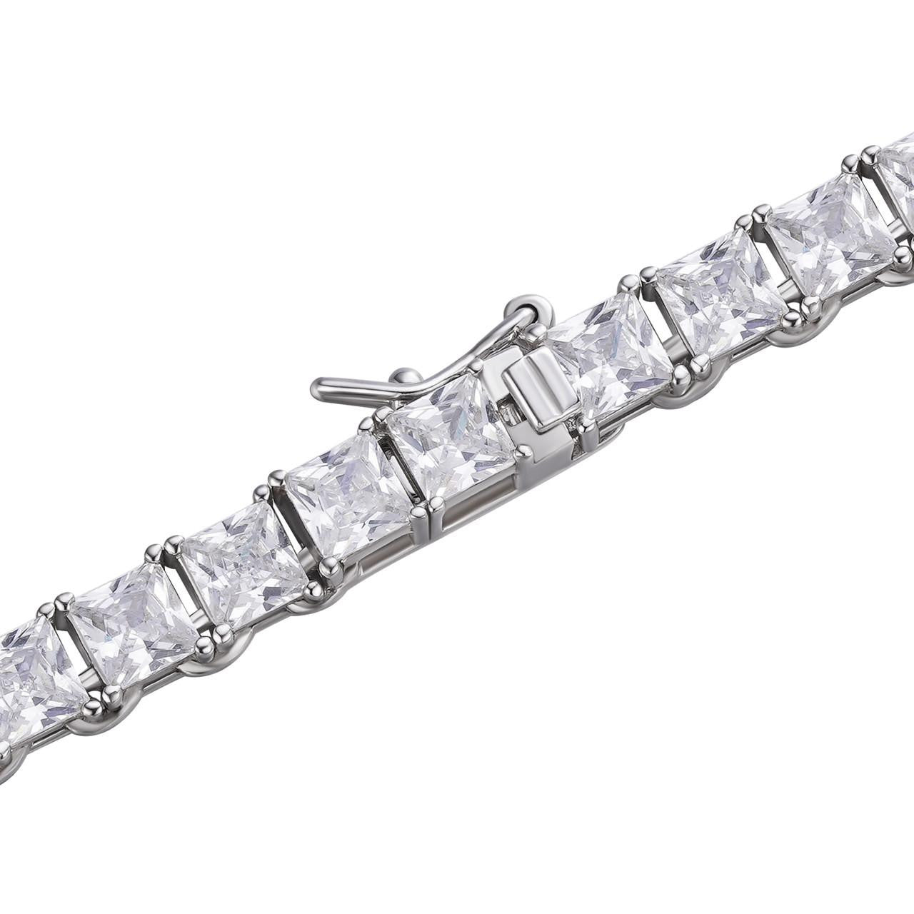 HarlemBling Tennis Bracelet Real 925 Sterling Silver Single Row Princess Square Iced Diamond