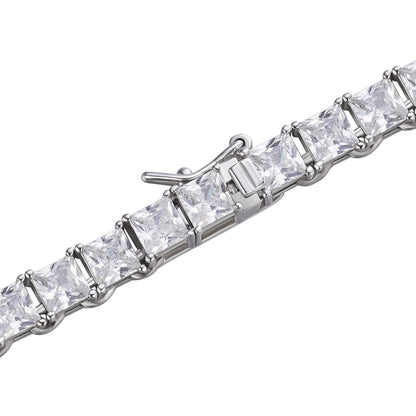 HarlemBling Tennis Bracelet Real 925 Sterling Silver Single Row Princess Square Iced Diamond