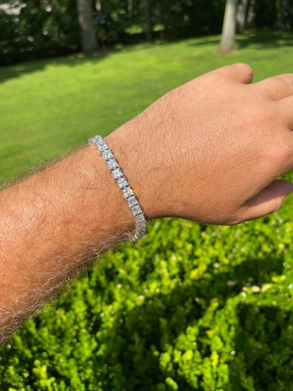 HarlemBling Tennis Bracelet Real 925 Sterling Silver Single Row Princess Square Iced Diamond