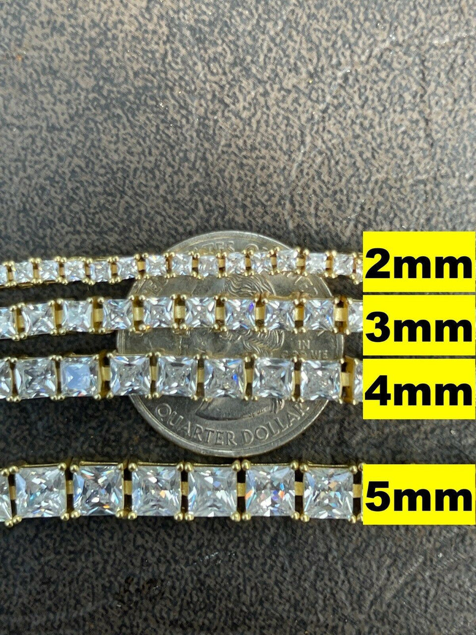 HarlemBling Tennis Bracelet Real 925 Sterling Silver Single Row Princess Square Iced Diamond