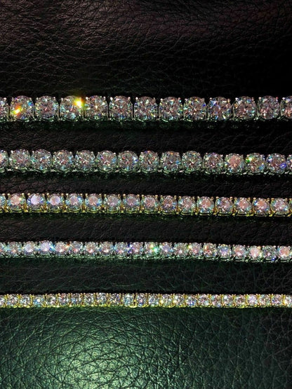 HarlemBling Tennis Bracelet SOLID 925 Sterling Silver MOISSANITE Pass Diamond Tester 3-7mm