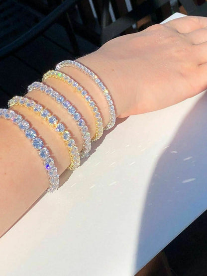 HarlemBling Tennis Bracelet SOLID 925 Sterling Silver MOISSANITE Pass Diamond Tester 3-7mm