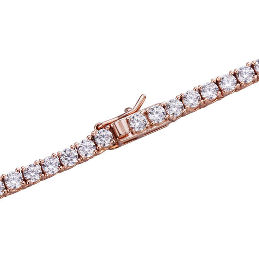 HarlemBling Tennis Chain Necklace Iced Out CZ Stones - 14k Rose Gold Vermeil Over 925 Silver - 3mm-6mm - 16-30"