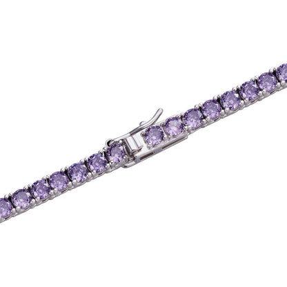 HarlemBling Tennis Chain Necklace Iced Out Purple CZ - 925 Silver - 3mm - 16-28"