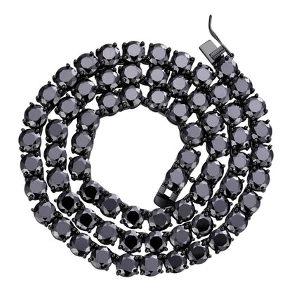 HarlemBling Tennis Chain Necklace Iced Out Red CZ - Black Rhodium Over 925 Silver - 7mm - 16-28"