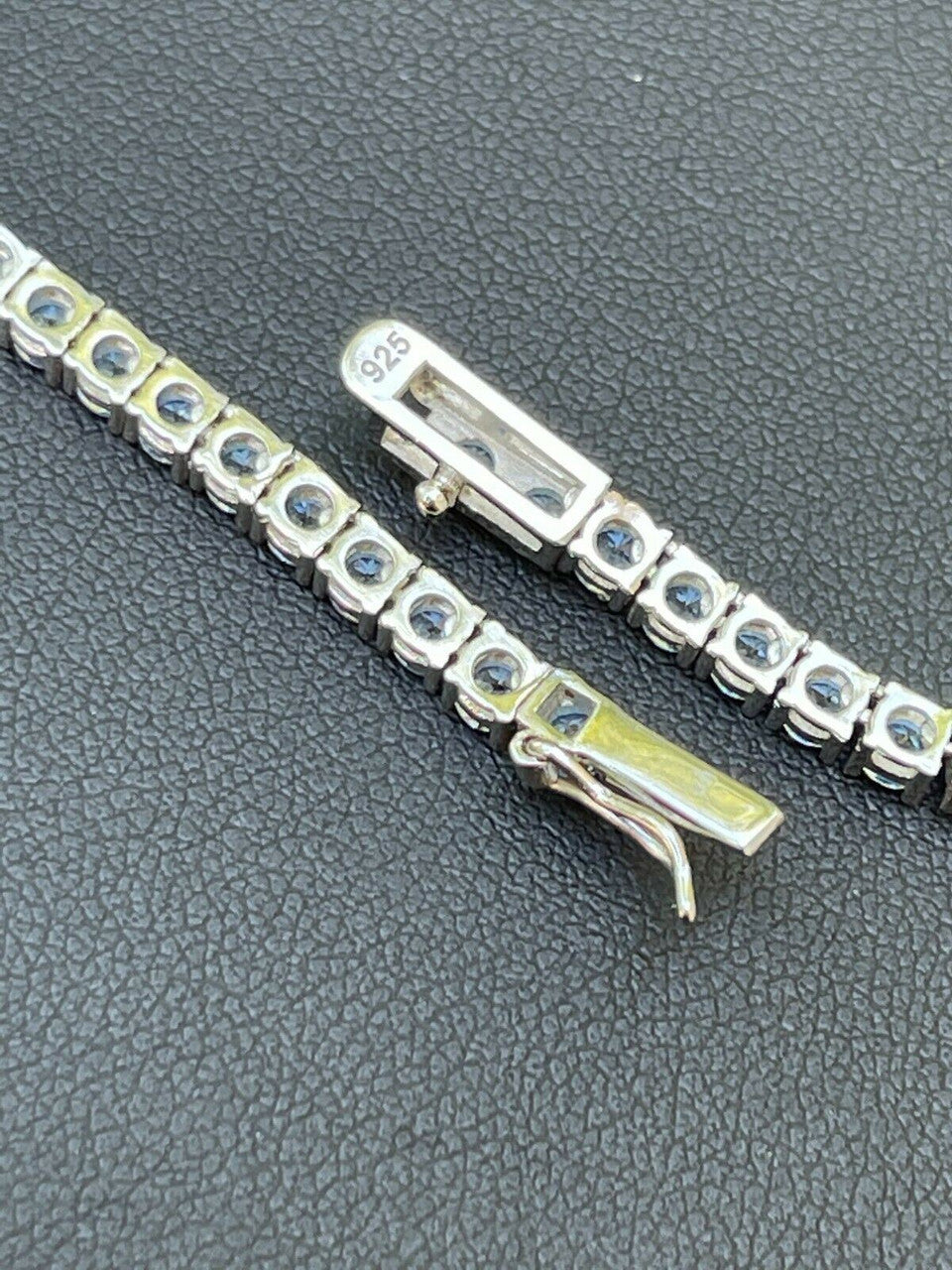 HarlemBling Tennis Chain Real 925 Sterling Silver Aquamarine Blue Diamond Necklace 16-24