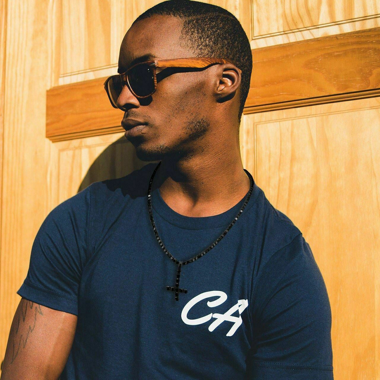 HarlemBling Tennis Chain W Upside Down Cross Solid Real 925 Silver 4mm Black Diamonds 1 Row