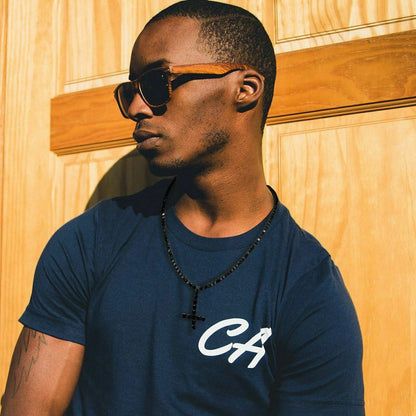 HarlemBling Tennis Chain W Upside Down Cross Solid Real 925 Silver 4mm Black Diamonds 1 Row