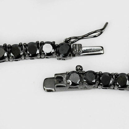 HarlemBling Tennis Chain W Upside Down Cross Solid Real 925 Silver 4mm Black Diamonds 1 Row