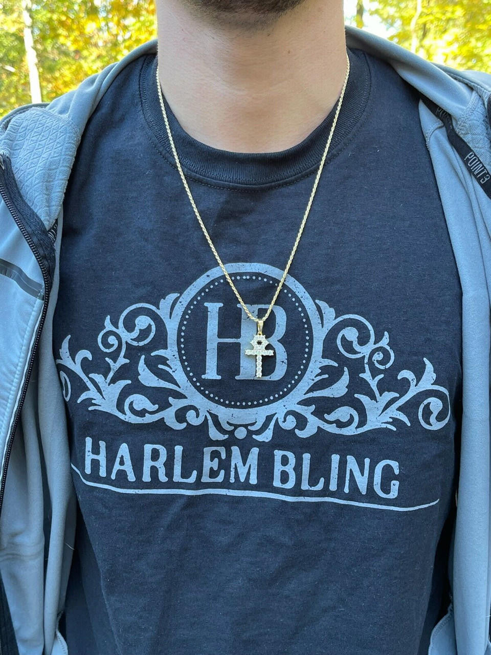 HarlemBling Tennis Egyptian Ankh Cross Pendant Necklace Gold Plated Silver