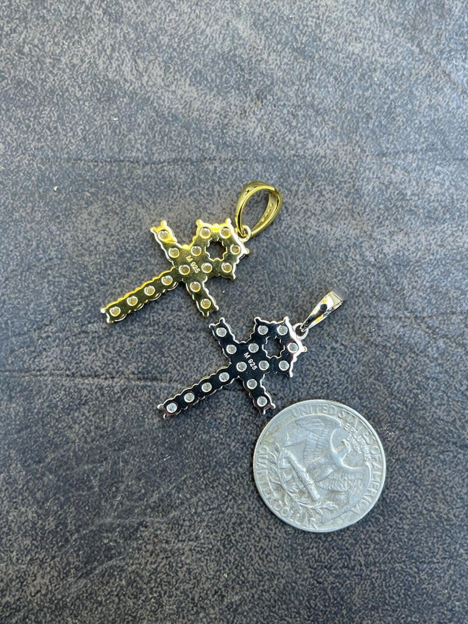 HarlemBling Tennis Egyptian Ankh Cross Pendant Necklace Gold Plated Silver