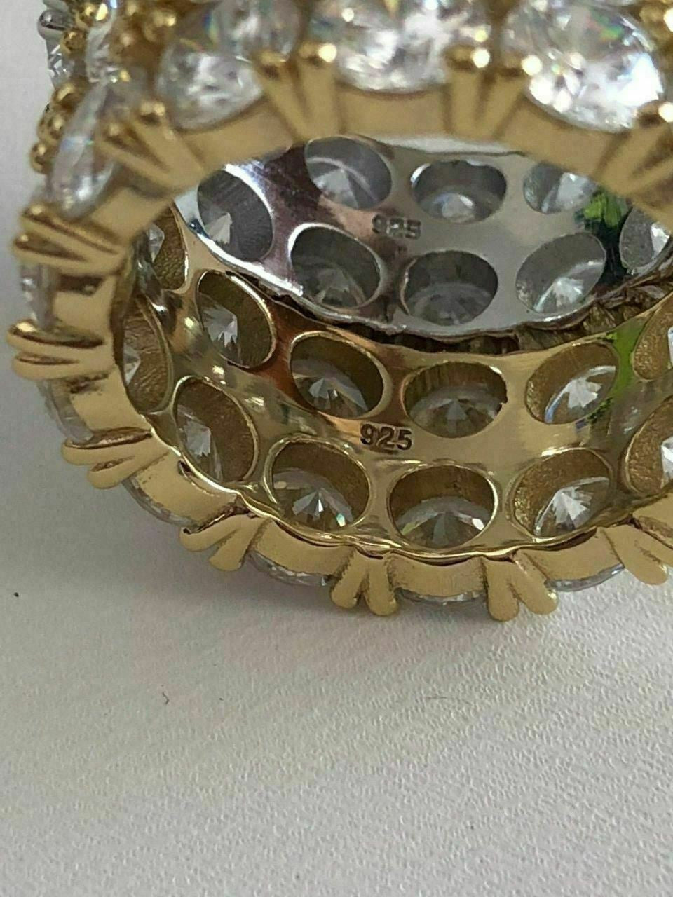 HarlemBling Tennis Ring 14k Gold and Solid 925 Silver Diamond Pinky Wedding Band Mens Womens