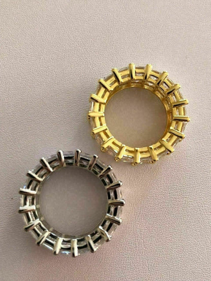 HarlemBling Tennis Ring 14k Gold and Solid 925 Silver Princess Cut Diamond Pinky Wedding Band