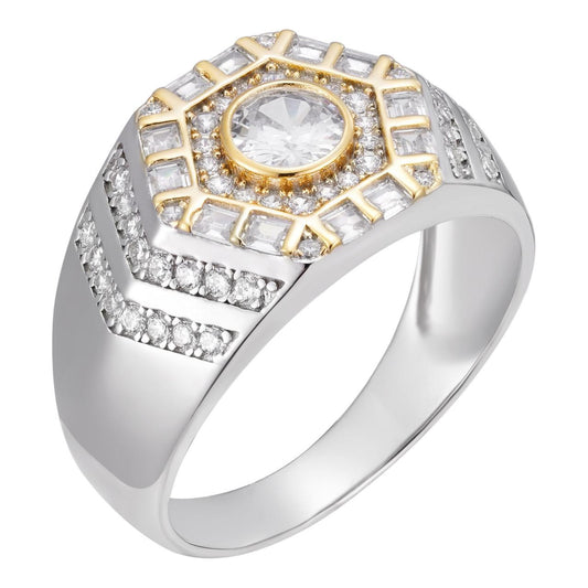 HarlemBling The Icy Eye Ring - 925 Silver & Gold Accent  - CZ Stones