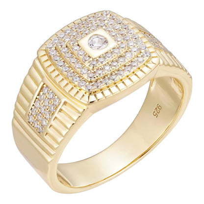 HarlemBling The Square OG Ring - Harlembling Classic - 14k Gold Vermeil 925 Silver - CZ Stones