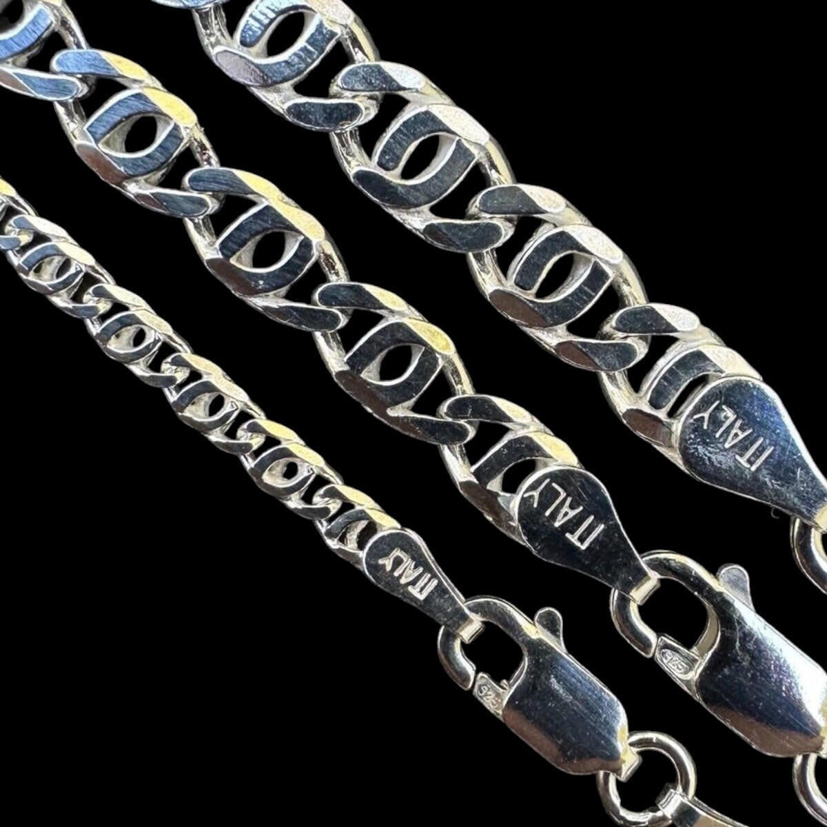 Real Tiger Eye Link Chain Necklace Or Bracelet Solid 925 Sterling