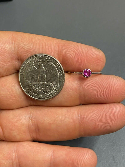 HarlemBling Tiny Red Pink Ruby Ring Diamond 925 Sterling Silver Or Yellow Rose Gold Finish