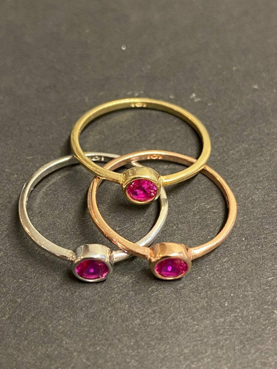 Tiny Red Pink Ruby Ring Diamond 925 Sterling Silver Or Yellow Rose