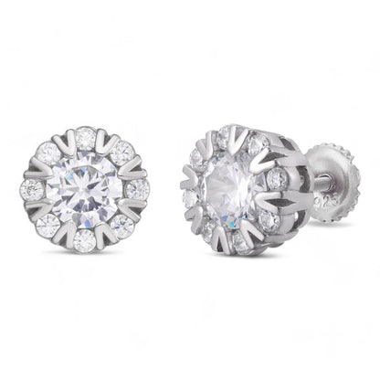 HarlemBling Top 100 Chart Rapper Hip Hop Earrings - 925 Silver - CZ Stones - 9.5mm