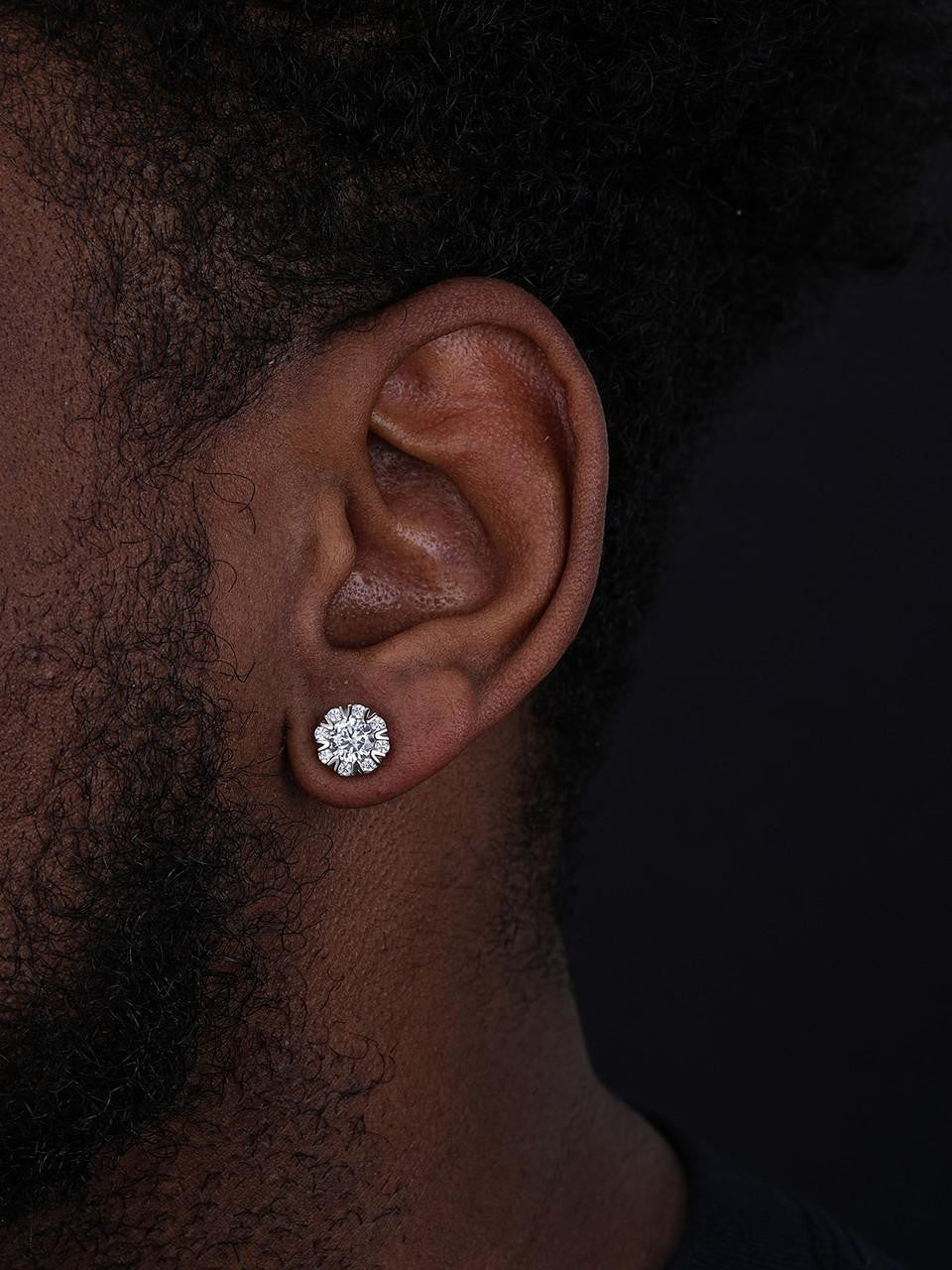 HarlemBling Top 100 Chart Rapper Hip Hop Earrings - 925 Silver - CZ Stones - 9.5mm