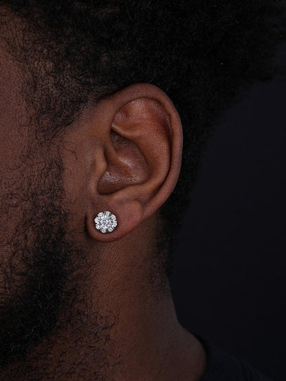 HarlemBling Top 100 Chart Rapper Hip Hop Earrings - 925 Silver - CZ Stones - 9.5mm