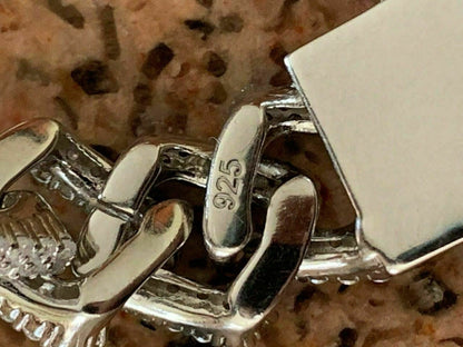 HarlemBling Tri Color Miami Cuban Prong Chain Yellow Rose Gold and Real Solid 925 Silver ICY