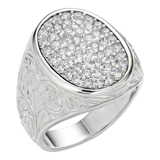 HarlemBling Tupac Oval Ring - 925 Silver - CZ Stones