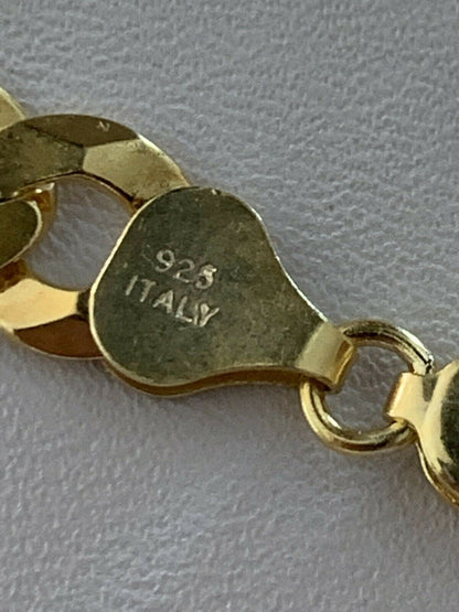 HarlemBling Two Tone Cuban Link Chain 14k Gold and Solid 925 Silver Diamond Cut ITALY 5-11mm