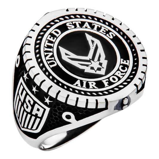 HarlemBling US Armed Forces Air Froce Ring - 925 Silver Oxidized - Plain