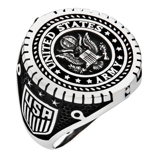 HarlemBling US Armed Forces Army Ring - 925 Silver Oxidized - Plain