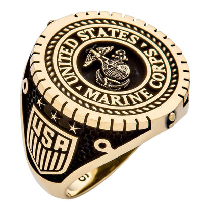 HarlemBling US Marine Corps Ring - 14k Gold Vermeil 925 Silver Oxidized - Plain
