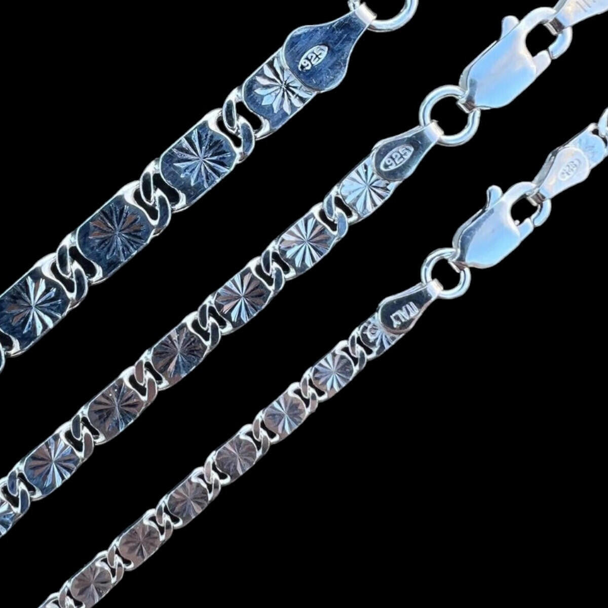 Valentino Star Chain Or Bracelet Solid Real 925 Sterling Silver