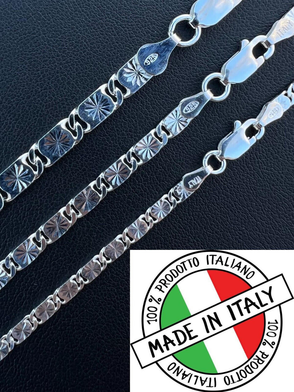 Valentino Star Chain Or Bracelet Solid Real 925 Sterling Silver