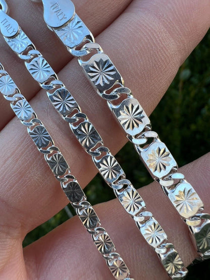 HarlemBling Valentino Star Chain Or Bracelet Solid Real 925 Sterling Silver ITALY 3-5mm