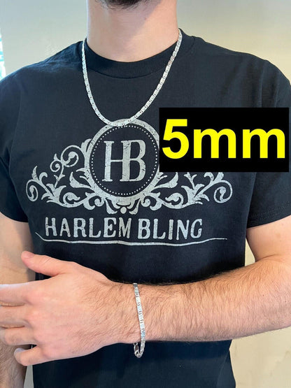 HarlemBling Valentino Star Chain Or Bracelet Solid Real 925 Sterling Silver ITALY 3-5mm