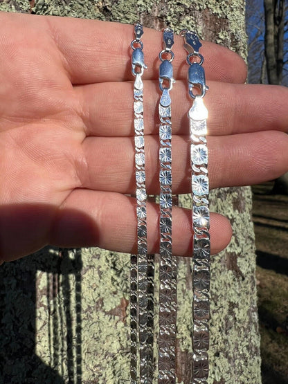 HarlemBling Valentino Star Chain Or Bracelet Solid Real 925 Sterling Silver ITALY 3-5mm