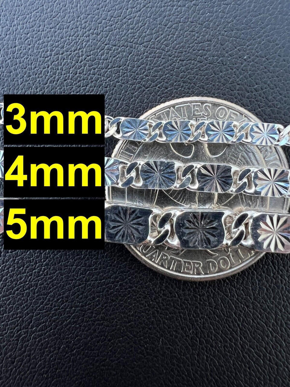 HarlemBling Valentino Star Chain Or Bracelet Solid Real 925 Sterling Silver ITALY 3-5mm