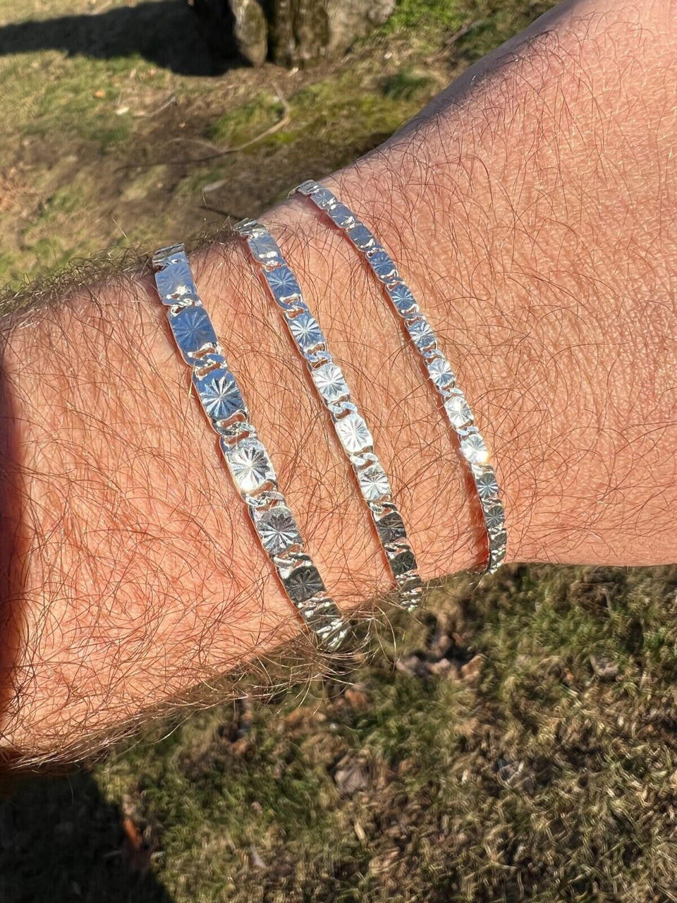 HarlemBling Valentino Star Chain Or Bracelet Solid Real 925 Sterling Silver ITALY 3-5mm