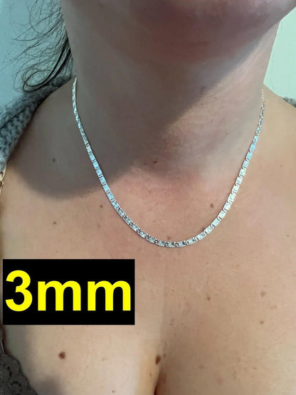 HarlemBling Valentino Star Chain Or Bracelet Solid Real 925 Sterling Silver ITALY 3-5mm