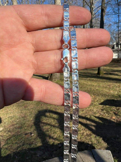 HarlemBling Valentino Star Chain Or Bracelet Solid Real 925 Sterling Silver ITALY 3-5mm