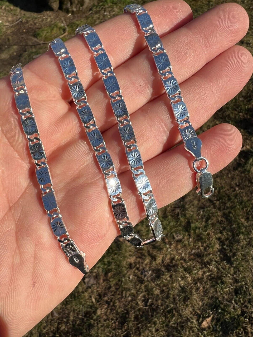 HarlemBling Valentino Star Chain Or Bracelet Solid Real 925 Sterling Silver ITALY 3-5mm