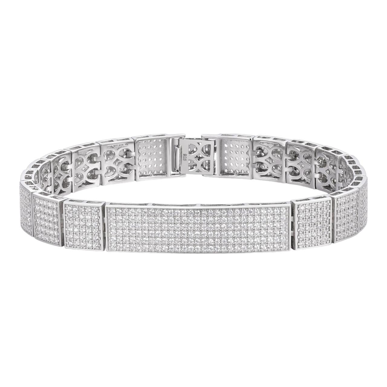 HarlemBling Vegas Custom Link ID Bracelet Iced Out CZ Stones - 925 Silver - 12.5mm - 7.5"-8.5"