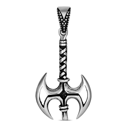 HarlemBling Viking Battle Ax Gothic Pendant - Oxidized 925 Silver - Medium 2"